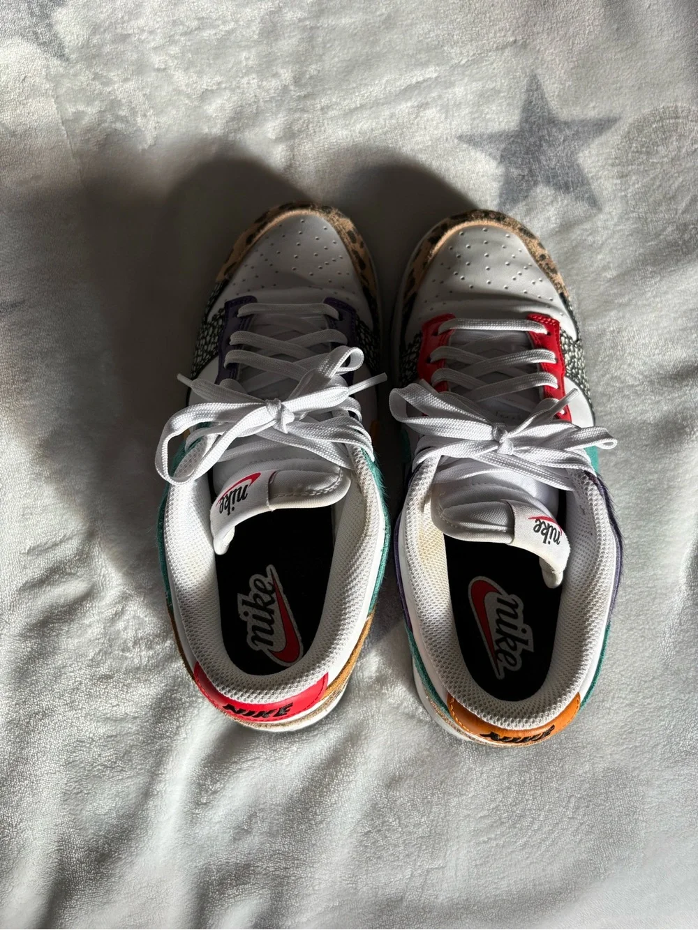 Nike White Teal Gold Purple Red Animal Print Low Top Sneakers - Picture 5 of 7